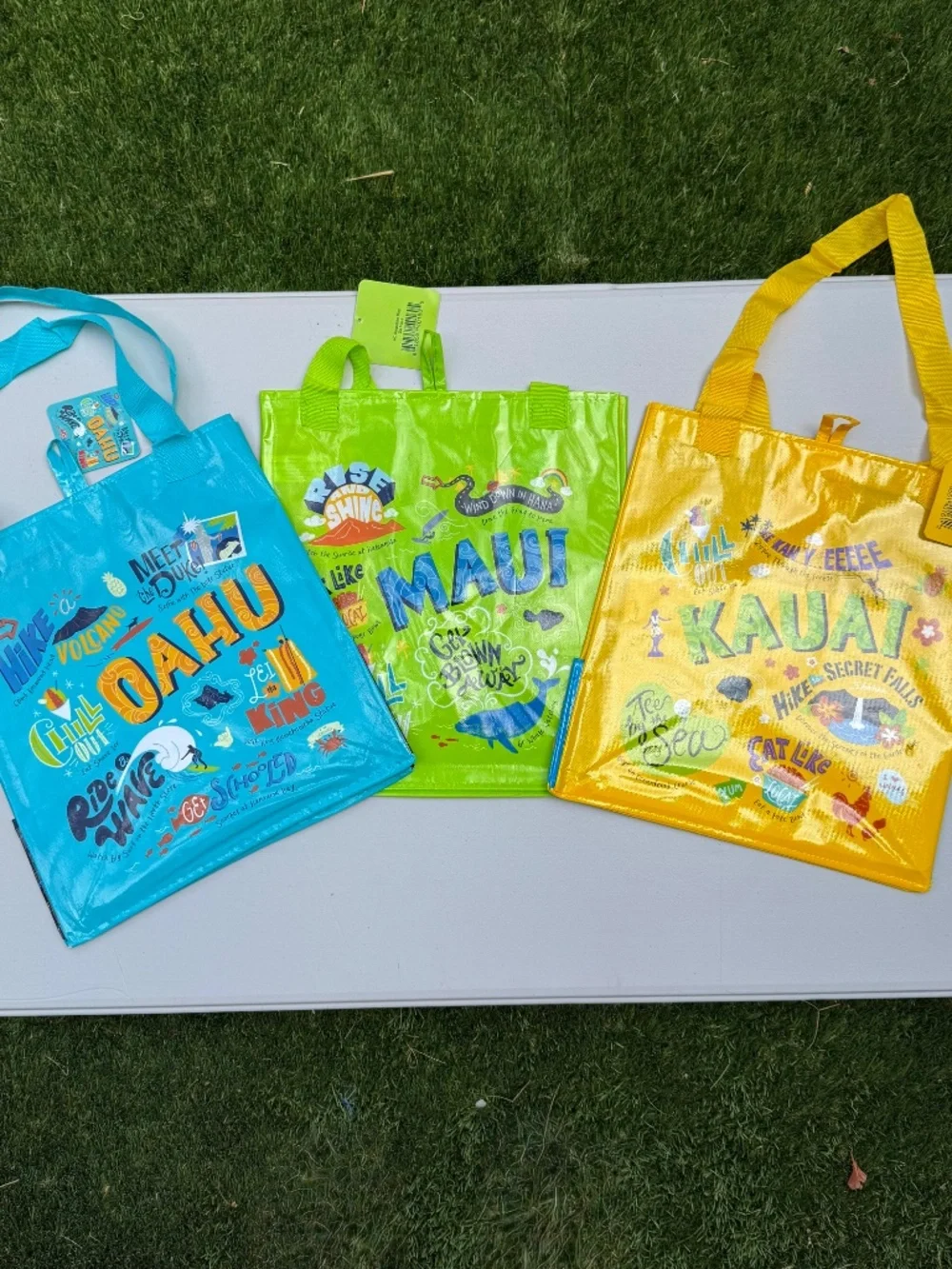 💥 Lot of 3 Foodland Hawaii Exclusive Island Series Reusable Bags Oahu Maui Kaua
